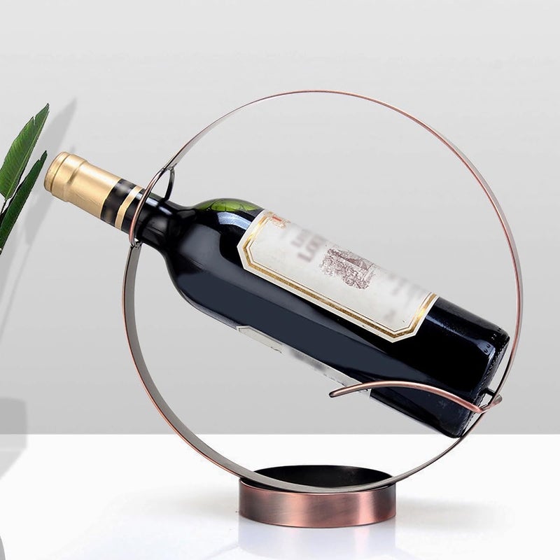 GeLive Tabletop Wine Bottle Holder Stand Freestanding Wine Rack Artistic Geometric Single Decorative Wine Display for Countertop Coffee Bar Shelf Kitchen Home Decor Gift (Bronze) - Image 4